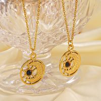 304 Stainless Steel 18K Gold Plated Vintage Style Plating Sun Moon Natural Stone Necklace main image 5