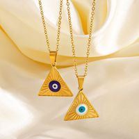 304 Stainless Steel 18K Gold Plated Streetwear Enamel Plating Triangle Devil'S Eye Resin Necklace main image 1