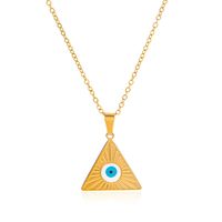 304 Stainless Steel 18K Gold Plated Streetwear Enamel Plating Triangle Devil'S Eye Resin Necklace main image 2