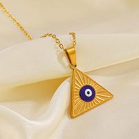 304 Stainless Steel 18K Gold Plated Streetwear Enamel Plating Triangle Devil'S Eye Resin Necklace main image 3