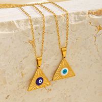 304 Stainless Steel 18K Gold Plated Streetwear Enamel Plating Triangle Devil'S Eye Resin Necklace main image 5