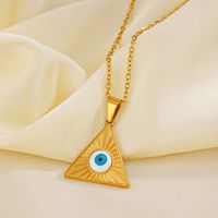 304 Stainless Steel 18K Gold Plated Streetwear Enamel Plating Triangle Devil'S Eye Resin Necklace main image 4