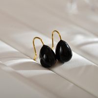 1 Pair Modern Style Solid Color Enamel Stainless Steel 18k Gold Plated Ear Studs main image 4