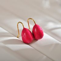 1 Pair Modern Style Solid Color Enamel Stainless Steel 18k Gold Plated Ear Studs main image 5