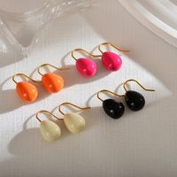 1 Pair Modern Style Solid Color Enamel Stainless Steel 18k Gold Plated Ear Studs main image 9