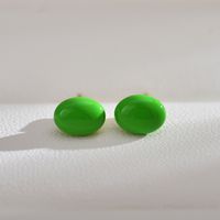 1 Pair Simple Style Solid Color Enamel Freshwater Pearl Ear Studs sku image 1