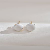 1 Pair Simple Style Solid Color Enamel Freshwater Pearl Ear Studs sku image 2