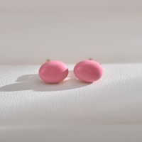 1 Pair Simple Style Solid Color Enamel Freshwater Pearl Ear Studs sku image 8