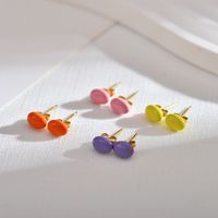 1 Pair Simple Style Solid Color Enamel Freshwater Pearl Ear Studs main image 10