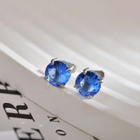 1 Pair Classic Style Round Inlay Stainless Steel Zircon Ear Studs main image 3