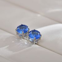1 Pair Classic Style Round Inlay Stainless Steel Zircon Ear Studs main image 6
