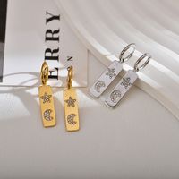 1 Pair Classic Style Sun Moon Inlay Stainless Steel Zircon Earrings main image 8