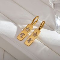 1 Pair Classic Style Sun Moon Inlay Stainless Steel Zircon Earrings main image 4