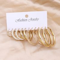 1 Set Simple Style Circle Heart Shape Butterfly Metal Plating Inlay Pearl Women's Earrings sku image 28