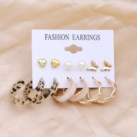 1 Set Simple Style Circle Heart Shape Butterfly Metal Plating Inlay Pearl Women's Earrings sku image 20