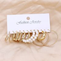 1 Set Simple Style Circle Heart Shape Butterfly Metal Plating Inlay Pearl Women's Earrings sku image 21