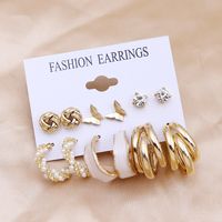 1 Set Simple Style Circle Heart Shape Butterfly Metal Plating Inlay Pearl Women's Earrings sku image 36