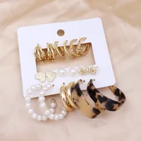 1 Set Simple Style Circle Heart Shape Butterfly Metal Plating Inlay Pearl Women's Earrings sku image 47