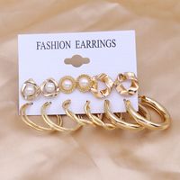 1 Set Simple Style Circle Heart Shape Butterfly Metal Plating Inlay Pearl Women's Earrings sku image 22