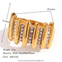 Basic Vintage Style Classic Style Geometric Stainless Steel Plating Inlay Rhinestones 18k Gold Plated Rings main image 3