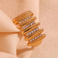 Basic Vintage Style Classic Style Geometric Stainless Steel Plating Inlay Rhinestones 18k Gold Plated Rings main image 1