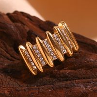 Basic Vintage Style Classic Style Geometric Stainless Steel Plating Inlay Rhinestones 18k Gold Plated Rings main image 5