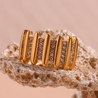 Basic Vintage Style Classic Style Geometric Stainless Steel Plating Inlay Rhinestones 18k Gold Plated Rings main image 4