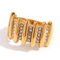 Basic Vintage Style Classic Style Geometric Stainless Steel Plating Inlay Rhinestones 18k Gold Plated Rings sku image 1