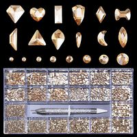 Elegant Lady Square Moon Heart Shape Glass Nail Decoration Accessories 1 Set sku image 3