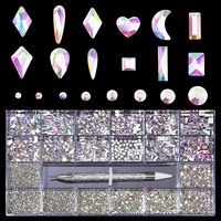 Elegant Lady Square Moon Heart Shape Glass Nail Decoration Accessories 1 Set sku image 4