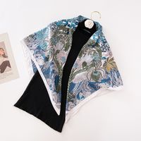 Women's Elegant Flower Twill Satin Printing Silk Scarf sku image 3