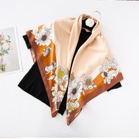 Women's Basic Simple Style Color Block Flower Satin Silk Scarf sku image 13