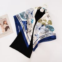Women's Elegant Flower Twill Satin Printing Silk Scarf sku image 13