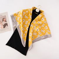 Women's Basic Simple Style Color Block Flower Satin Silk Scarf sku image 8