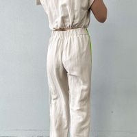Women's Casual Solid Color Cotton And Linen Pants Sets main image 3