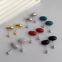 1 Pair Simple Style Oval Enamel Plating Copper Ear Studs main image 1