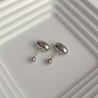1 Pair Simple Style Oval Enamel Plating Copper Ear Studs sku image 2