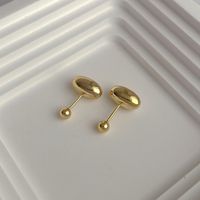 1 Pair Simple Style Oval Enamel Plating Copper Ear Studs sku image 1