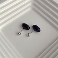 1 Pair Simple Style Oval Enamel Plating Copper Ear Studs sku image 6