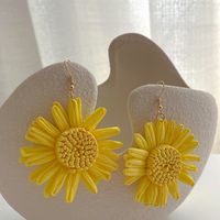 1 Par Vacaciones Dulce Estilo Simple Flor Hecho A Mano Rafia Pendientes De Gota sku image 1