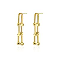 1 Pair Lady U Shape Plating Copper 14k Gold Plated Drop Earrings main image 3