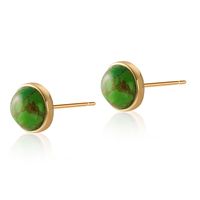 Simple Style Round Copper Plating Inlay Turquoise Ear Studs 1 Pair sku image 2