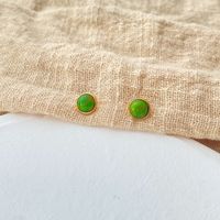 Simple Style Round Copper Plating Inlay Turquoise Ear Studs 1 Pair main image 2