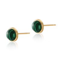 Simple Style Round Copper Plating Inlay Turquoise Ear Studs 1 Pair sku image 1