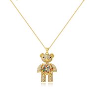 Simple Style Bear Copper Zircon Pendant Necklace In Bulk sku image 1