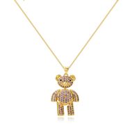 Simple Style Bear Copper Zircon Pendant Necklace In Bulk sku image 3