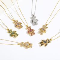 Simple Style Bear Copper Zircon Pendant Necklace In Bulk main image 1