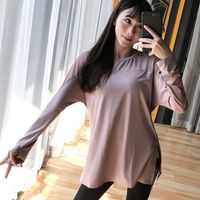 Sports Solid Color Polyester Round Neck Active Tops T-shirt main image 1