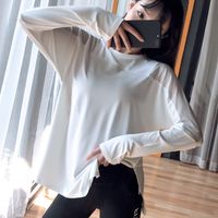 Sports Solid Color Polyester Round Neck Active Tops T-shirt main image 4