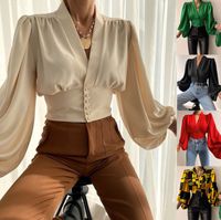 Women's Blouse Long Sleeve Blouses Elegant Printing Solid Color main image 1